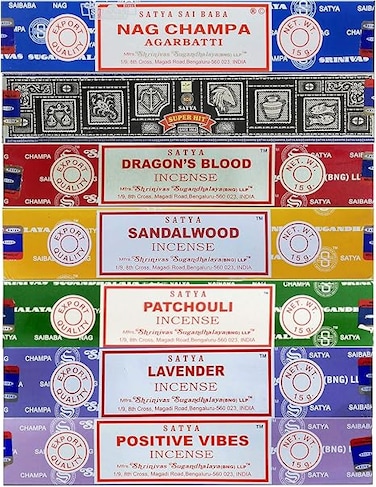 . Gift Set Nag Champa, Super hit, Dragon's Blood, Sandalwood, Patchouli, Lavender, Positive Vibes, 15 g