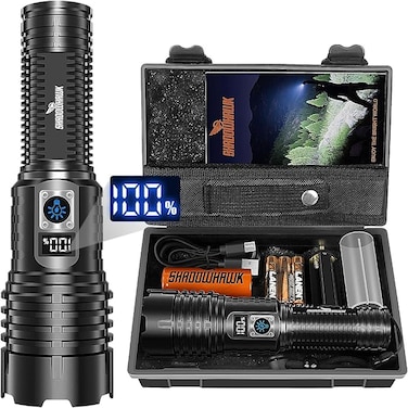 Flashlight Rechargeable Torch Light, 20000 Lumens Flash Light Led flashlights Tactical, XHM77.2 Led Torch Light High Power, USB Handheld Powerful Torches for Camping Hiking Emergency