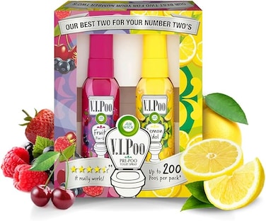 Air Wick VIPoo Pre Poo Spray Twin Pack Lemon and Fruity 2 x 55ml