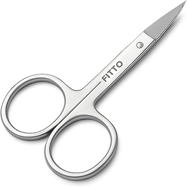 FITTO Stainless Steel Scissor with Curved Sharp Edge Blades for Precise Eyebrow Shaping, Professional Eyebrow Trimming Tool, Durable and Easy to Use, Perfect for Eyebrow, Nose, and Facial Hair Care
