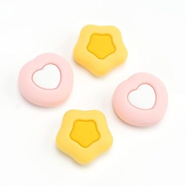 Cute Silicone Joycon Thumb Grip Caps, Joystick Cover Compatible with Nintendo Switch/OLED/Switch Lite,4PCS - Cream Heart (Pink)