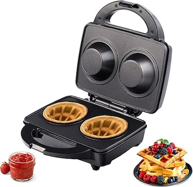 Sonashi SWM-867 Dual Cup Waffle Maker w/Cool Touch Handle, Cord Wrap, Easy to Clean, 3.1cm Deep   Waffle Maker   Home Appliance