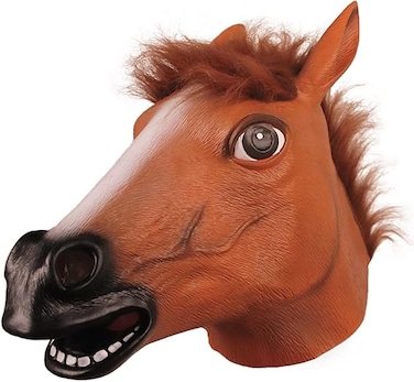 Horse Head Mask,Horse Mask Creepy Brown Horse Head Rubber Latex Animal Masque,Novelty Halloween Costume party