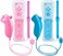 2 Packs Wireless Controller and Nunchuck for Wii and Wii U Console, Gamepad with Silicone Case and Wrist Strap (Pink and Blue)