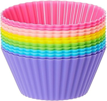 Silicone Cupcake Liners 12Pcs, Baking Cups Non-Stick Cake Muffin Chocolate Cupcake Liner Baking Cup Mold, Multicolor