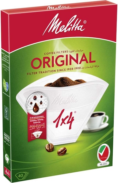 1 x 4 Coffee Filters - Pack of 40 Filters, White