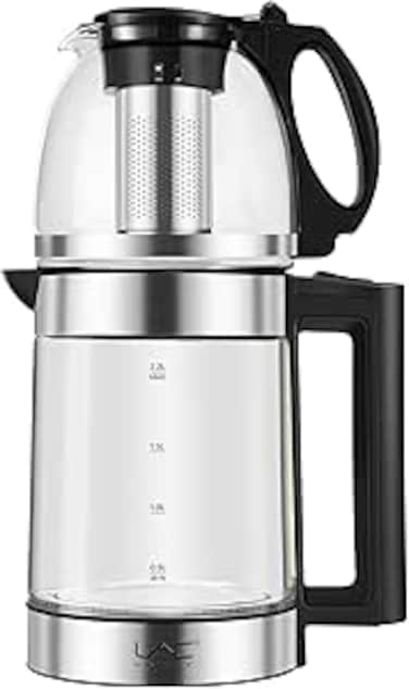 LAC LAICHY Glass Electric Kettle 2-in-1 Hot Water Boiler 2.2 Liter Capacity, Warming Function Energy and Keeps the Water, 360&deg; Rotating Base 1500W Free Water Heater Kettle for Coffee &amp; Tea Maker