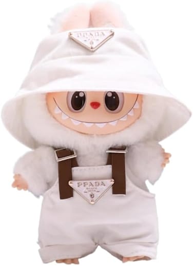 17cm Doll Clothes Suitable for 17cm labubu Dolls Accessories Sitting 1romper+1hat White Set No Doll