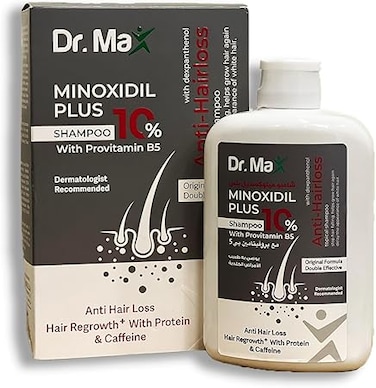 dr MAX Minoxidil Plus 10% Anti-Hair Loss Shampoo with Provitamin B5, Lush Scent, for Adults with Hair Loss or Thinning, Unisex-Adults