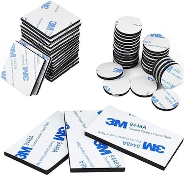 Double Sided Foam Tape Strong Pad Mounting,Black Self-Adhesive Tape Include Square Round and Rectangular(60Pcs)