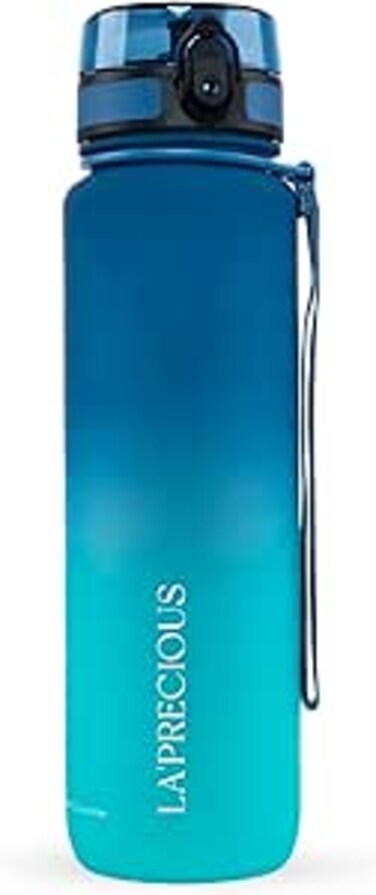 LA' PRECIOUS Water Bottle for Adults,1 liter-USA Tritan Material, Non-Toxic BPA Free, Fast Flow, Flip Top Leak Proof Lid. (Blue/Green)