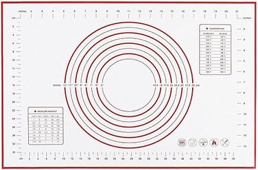 Baking Mat, Non Stick Silicon Rolling Pastry Mat,Kneading Pad Sheet Glass Fiber Rolling Dough Large Size For Cake Macaron Kitchen Tools, Red,White, Sk3C3001-Baking