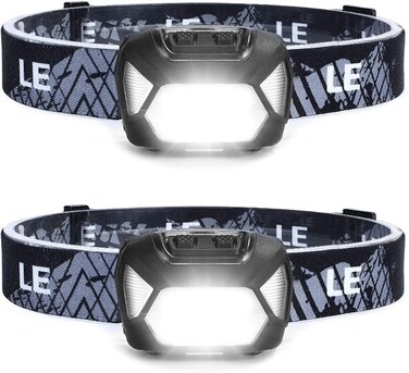 Headlamp 2-Pack, 1300 Lux Ultra-Light Bright LED Headlights with White Red Light, 6 Modes Battery-Operated Lightweight Waterproof Head Flashlight for Camping Running Cycling Emergency