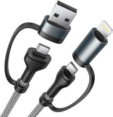 USB C Lightning Adapter Cable 60W USB C Cable 1m PD Fast Charging 4 in 1 USB Multi Cable for iPhone 15 14 13,MacBook Pro 2023 iPad Mini 6,Samsung Galaxy S22 S21 S20