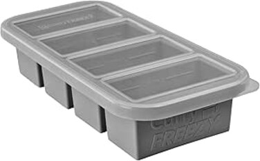 CURRY FREEZY Silicone Freezer Tray With Lid, Easy Meal Prep Container and Kitchen Storage Solution, Silicone Freezer Container Food Molds to freeze &amp; Store Soup, curry, Sauce, Broth, Leftovers,4CV-GR