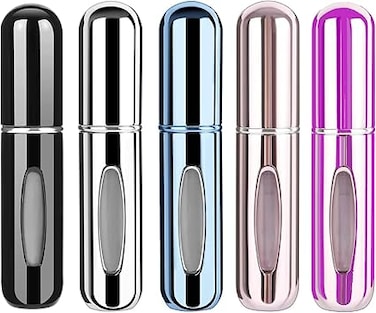 INFLUX Set of 5 Refillable Perfume Bottles, Portable Atomizer Set, 5ml Travel Essentials