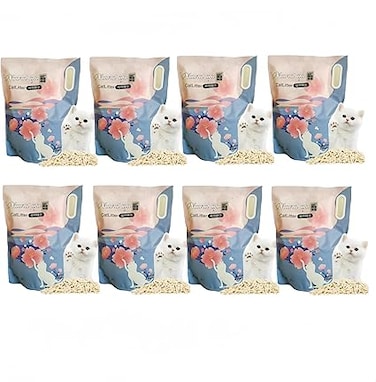 （8 packs）High-end milk fragrance Tofu Cat Litter Clumping,Flushable,Ultra Absorbent and Fast Drying, 100% Natural Ingredients Litter,Solubility in Water,Really Dust-Free,Less Scattering 48L (8)