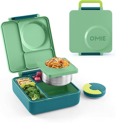OmieBox Kids Bento Lunch Box, Plastic, Meadow