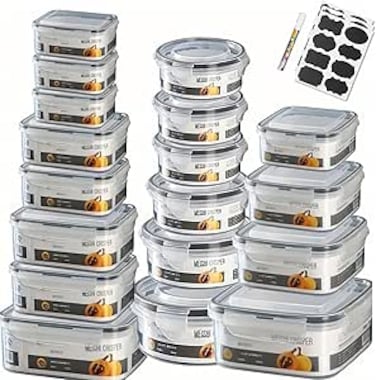 PREMIFY 18 Pcs Large Food Storage Containers, Airtight Meal Prep Container Set with Lids &amp; 20 Labels, Stackable Plastic Organizer Boxes For Kitchen &amp; Fridge   100% Leakproof &amp; BPA-Free