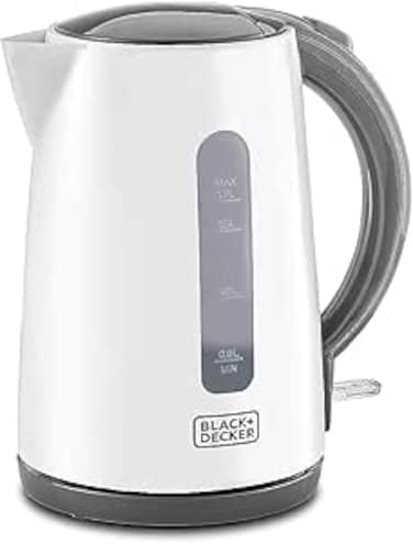 BLACK+DECKER Cordless Electric Kettle, 2200W, 1.7L Capacity, Quick Boiling, Lightweight Design, 360&deg; Swivel Base, Auto Shut-Off, Boil-Dry Protection, Concealed Heating Plate, White - JC70-B5