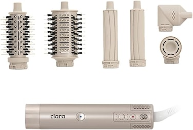 Clara Multi Styler for All Hair Types &ndash; 6-in-1 Styling Tool with Auto-Wrap Curlers, Blow Dryer, Round &amp; Oval Brush &ndash; 1500W Ionic Hair Styler for Frizz-Free Waves &amp; Salon Blowouts