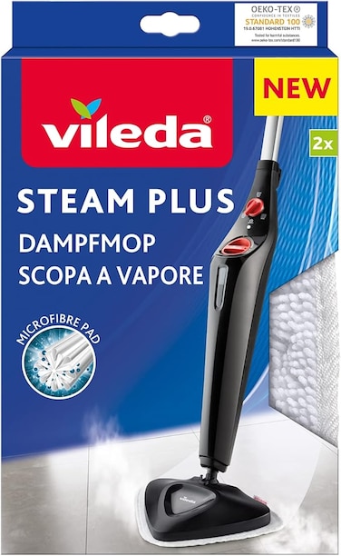 Steam Plus Mop Refill Pads, Microfibre, Easy Attach, Durable, White (2 Per Pack)