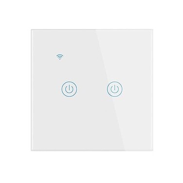 WiFi Smart Wall Light Switch Touch Switches No Neutral Wire Required Compatible with Alexa and Google Home APP Remote Control Touch Switch, Voice Control, No Hub Required (White 2 Gang)