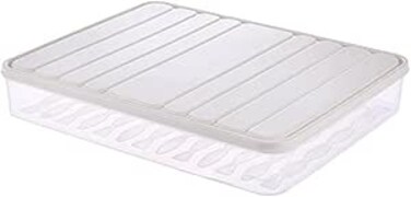 ALMEKAQUZ Food Storage Containers, Vegetable Organizer, Plastic Refrigerator Box with Lid, Clear Fridge Crisper Keep Food Fresh BPA Free Kitchen Organizer Bins (White, Big)