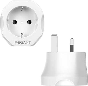 EU to UK Plug Travel Adapter, European Schuko to 3-pin Power Outlet Converter, Accepts Germany Spain France Greece Poland Turkey and more