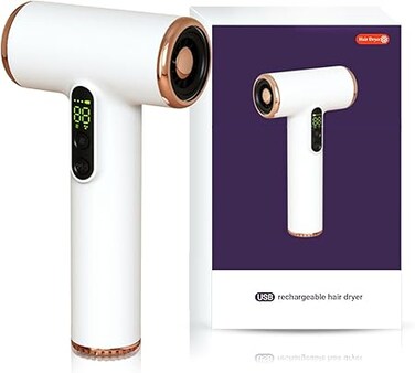 Bewinner Cordless Hair Dryer Pro - 15000mAh USB Rechargeable with Digital Screen / 3 Speeds / 3 Temp, Portable Hairdryers for Women Men Camping Travel