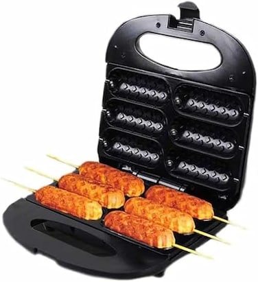 Corn Dog Waffle Maker Sandwich Maker Hot Dog Waffle Machine With Non-Stick Coating Plate Hot Dog Maker Toaster Make 6 Corn Dogs Corn Dog Waffle Machine Make Corn Dog In Minutes Easy To Clean, Black