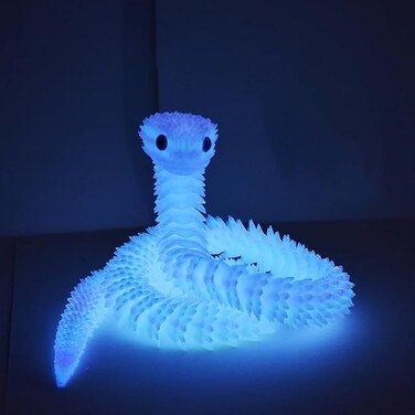 3D Printed Animals-Snake Viper, 3D Printed Articulated Snake, 3D Printed Animal Model Ornaments Creative Funny Toy, Festival Gift for Friends (Luminous)