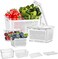 3 Sets Fruit Storage Containers for Fridge, Fresh Produce Saver, 6-in-1 Food Storage Container Organizers Refrigerator Lettuce Keeper Vegetable Drain Basket with Lids Removable Colander, 0.5L 1.7L 4L