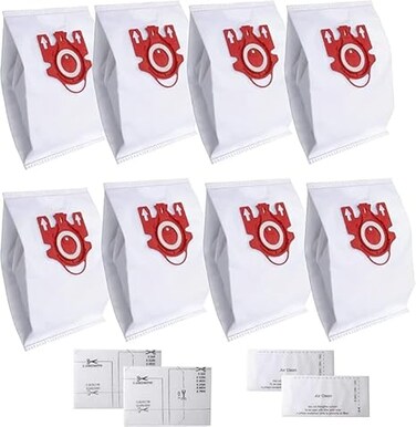 3D Airclean FJM Vacuum Cleaner Bags Compatible for Miele FJM Vacuum, Compact C2, Compact C1, Complete C1, S241, S290, S300i, S500, S700, S4, S6 Series, Including 8Pack FJM Dust Bags + 2 Set Filters