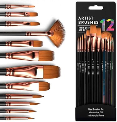 Professional Artist Paint Brushes set with Nylon Hair Painting Brush Great for Acrylic, Face, Nail Art, Body Art, Miniature Detailing &amp; Rock Painting.Great For Kids and Adults