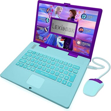 Disney Frozen 2 - Educational and Bilingual Laptop Italian/English - Girls Toy with 124 Activities to Learn, Play Games and Music with Elsa &amp; Anna - Blue/Purple