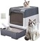 Pomefar Cat Litter Boxes,Foldable Closed Large Cat Litter Box with Lid,Deodorizing Cabin Closed Smell Proof Anti-Splashing with Scoop