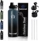 HEIMRAD 1200ml Stainless Steel Water Bottle with Straw Lid &amp; Spout Lid Double Wall Vacuum Insulated Sports Water Bottle Wide Mouth BPA-Free Leak-Proof Gym Bottle BLUE% BLACK