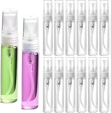 Spray Bottle, Mini Spray Bottle, Refillable Small Perfume Spray Bottle, Glass Empty Sample Containers, Atomizer Sprayer for Perfume Essential Oil, Atomizer Bottle for Travel 10 Pcs (5ml)