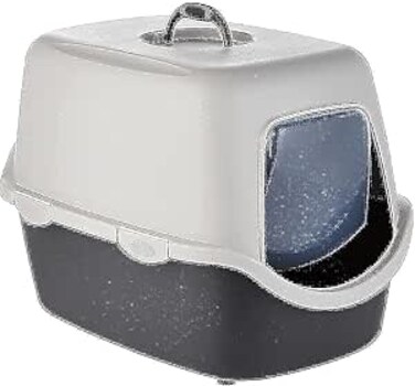 Trixie Vico Litter Box with White Hood for Cats - GREY/40X40X56CM
