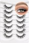 3D Clear Band False Eyelashes Natural Cat Eye Soft Faux Mink Lashes Wispy Fluffy Eyelashes Short Reusable 7 Pairs Happy Heartbeat (No.212)