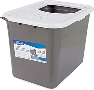 Petmate Top Entry Litter Cat Box With Filter Lid To Clean Paws