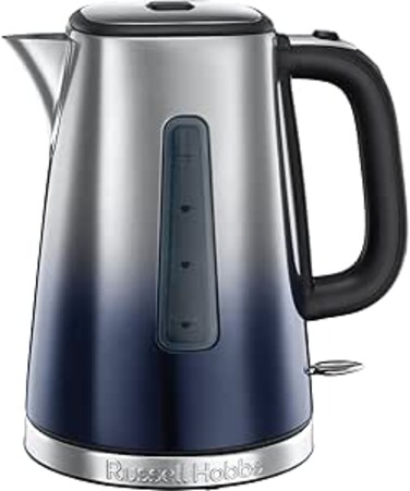 Russell Hobbs Eclipse Electric Kettle Polished, 1.7L Capacity 3000W, Rapid Boil, Perfect Pour Spout, Quiet Boil, Stainless Steel Electric Kettle for Home, and Office Use -25111 (Midnight Blue)