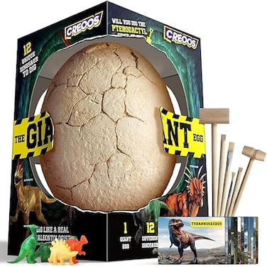 Dinosaur Egg Dinosaur Toys Dig Kit 12 Dinasour with 6 Digging Tools and Board Game Giant Dino Egg Large Big Gift for Kids Boys Girls Science Learning STEM Crafts Excavation Eggs Jurassic Toy