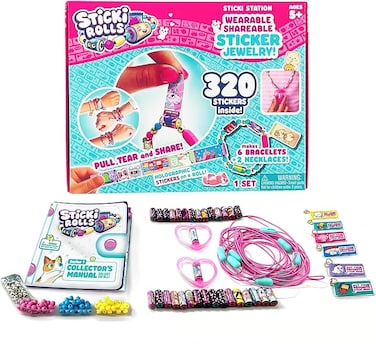 Sticki Rolls Sticki Station, Wearable Shareable Stickers, Ultimate DIY Sticker Jewellery Kit, Bracelets and Necklaces