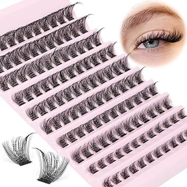 Focipeysa Lash Clusters 120pcs Cluster Lashes 8-16mm Wispy Individual Lashes Extensions Natural Look Lashes D Curl Fluffy Cluster Lashes DIY Eyelash Extension , Black, A03 8mm-16mm