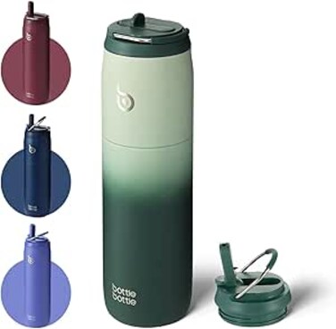 BOTTLE BOTTLE Stainless Steel Water Bottle with Straw Lid and Handle 32 oz Vacuum Insulated Water Bottle for Sports Travel Gym Hiking, Leak-Proof Wide Mouth Water Bottles for Men and Women,green