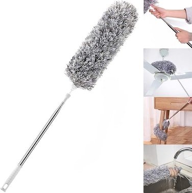 OMIRA Feather Duster, Improved Long Pole Duster (30 to100 inches), Microfiber Bendable Head &amp; Scratch-Resistant Hat for Clean home, Ceiling Fan, High Ceiling, Blinds, Furniture &amp; Car