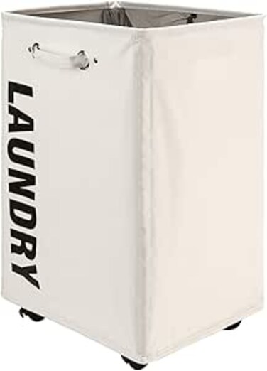 72L Laundry Basket with Wheels   Clothes Hampers for Laundry   Durable Oxford Fabric for Bedroom, Dorm, Laundry Room   Foldable, Portable, Space-Saving Design with Locking Wheels