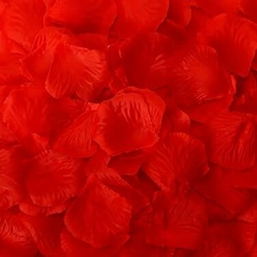 3000 Pcs Romantic Rose Petals, KUTONTECH Reusable Artificial Fake Red Silk Rose, Love-Filled Flower Petals Decorative for Wedding, Birthday Party, Valentine&rsquo;s day Decorations, Rose-red.